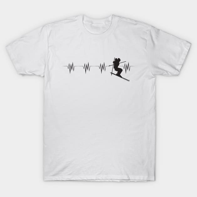 Skiing - Ski Heartbeat T-Shirt by luckyboystudio